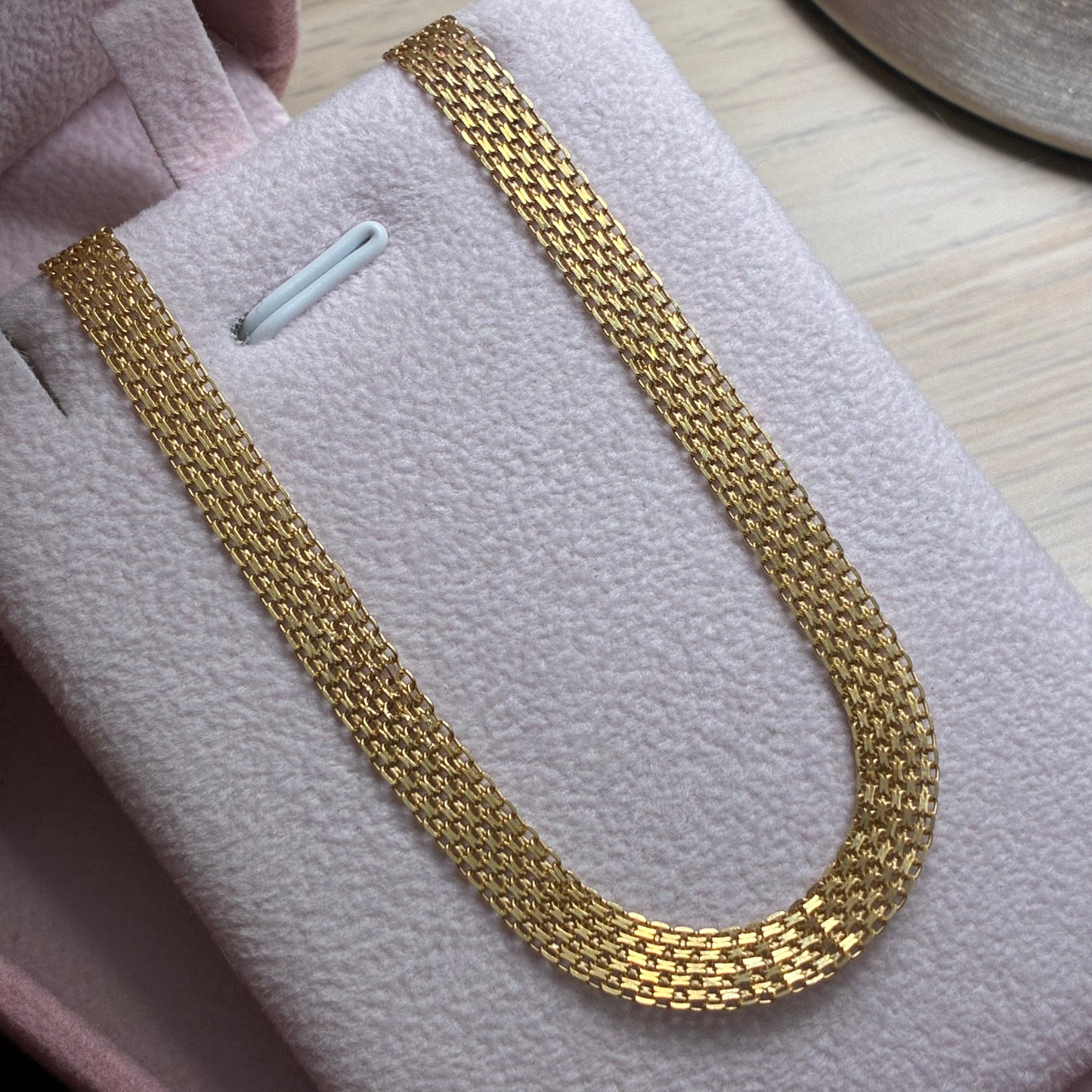 CADENA CHINA TRES CARRILES 5.5MM ORO AMARILLO ITALY 18K 60CM - 12,33GR