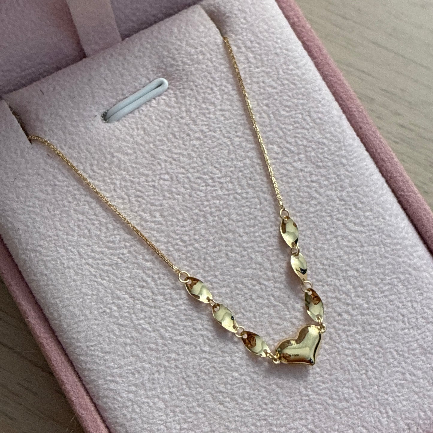 CADENA MINI FRANCO + DIJE CORAZON TRENZADO ORO AMARILLO ITALY ESP 18K 42CM A 45CM - 1,15GR (IM)