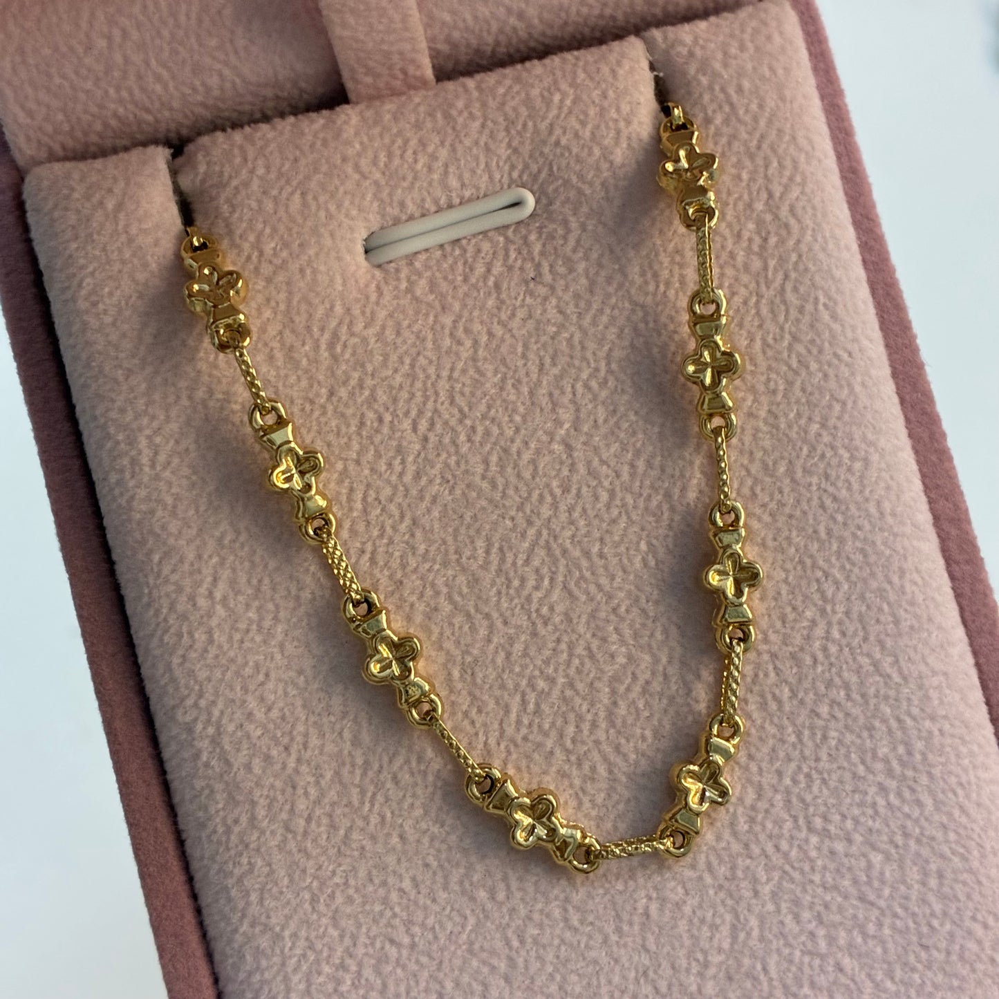 PULSERA DE TREBOL RUSTICA 5.1MM ORO AMARILLO COL 21CM - 4,33GR (NB)