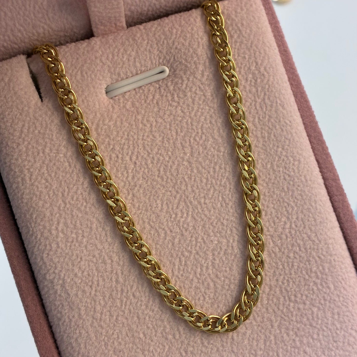 PULSERA DOBLE CUBANA 3.8MM ORO AMARILLO ITALY 18K 20CM - 2,77GR (IB)