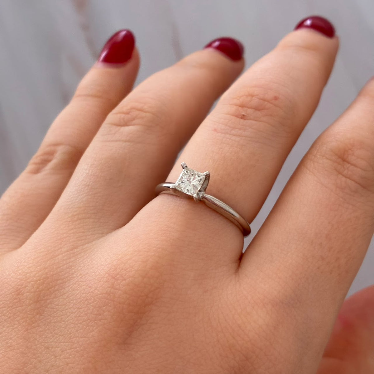 ANILLO PRINCESS DIAMANTE NATURAL PRINCESS 33CT TALLA 6.5 ORO BLANCO COL 14K-2.24GR