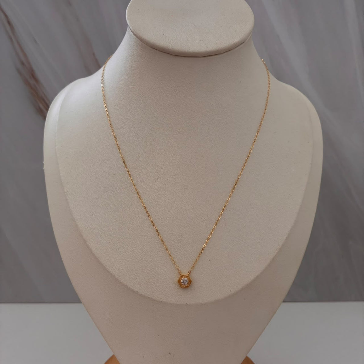 CADENA MINI ROLON +HEXAGONO PIEDRAS BLANCAS 1GR 40CM 1MM ORO AMARILLO ITALY ESP 18K