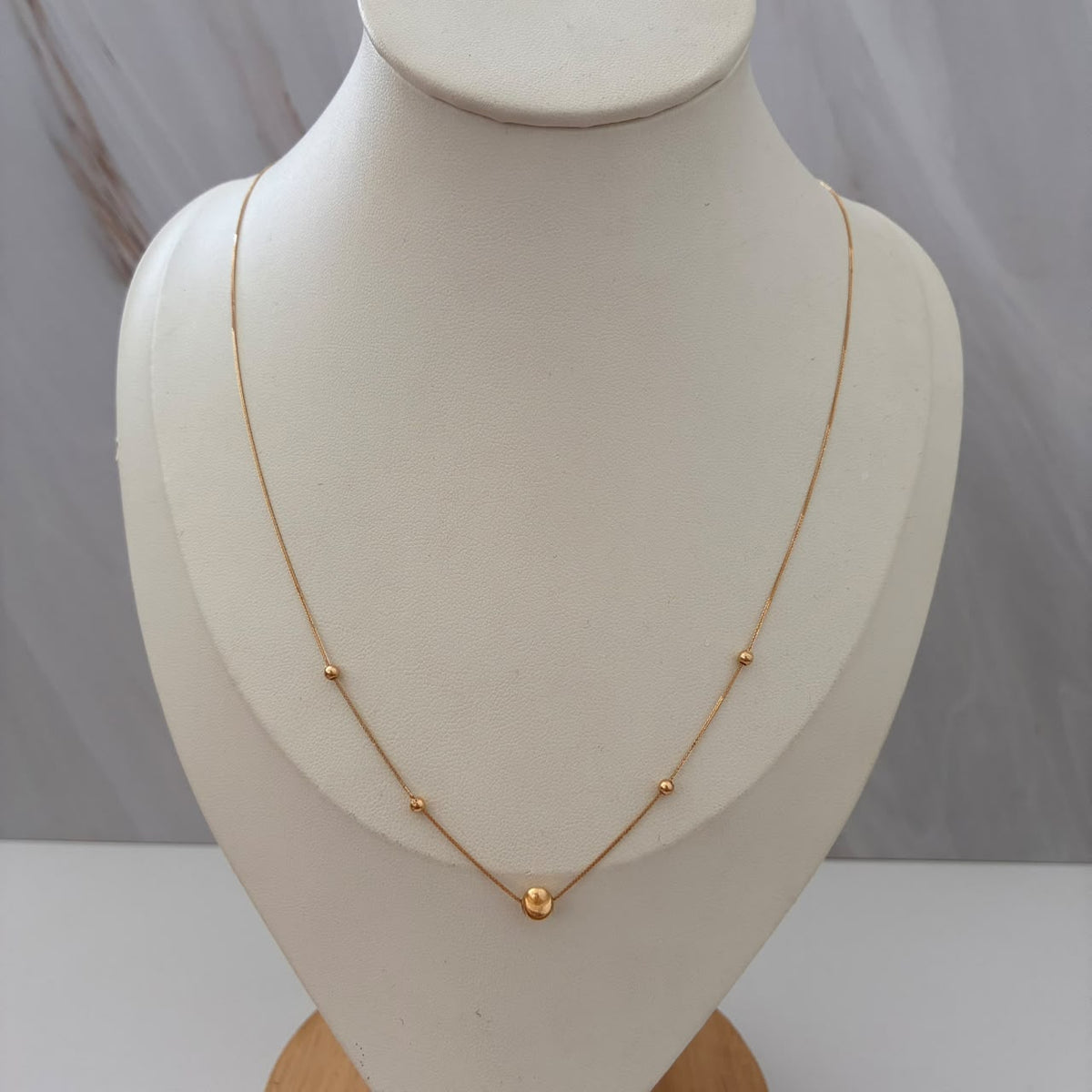 CADENA MINI FRANCO+BOLA SATINADA 5 MM Y 3 MM 0,7GR 40CM A 45CM 1MM ORO AMARILLO ITALY ESP 18K