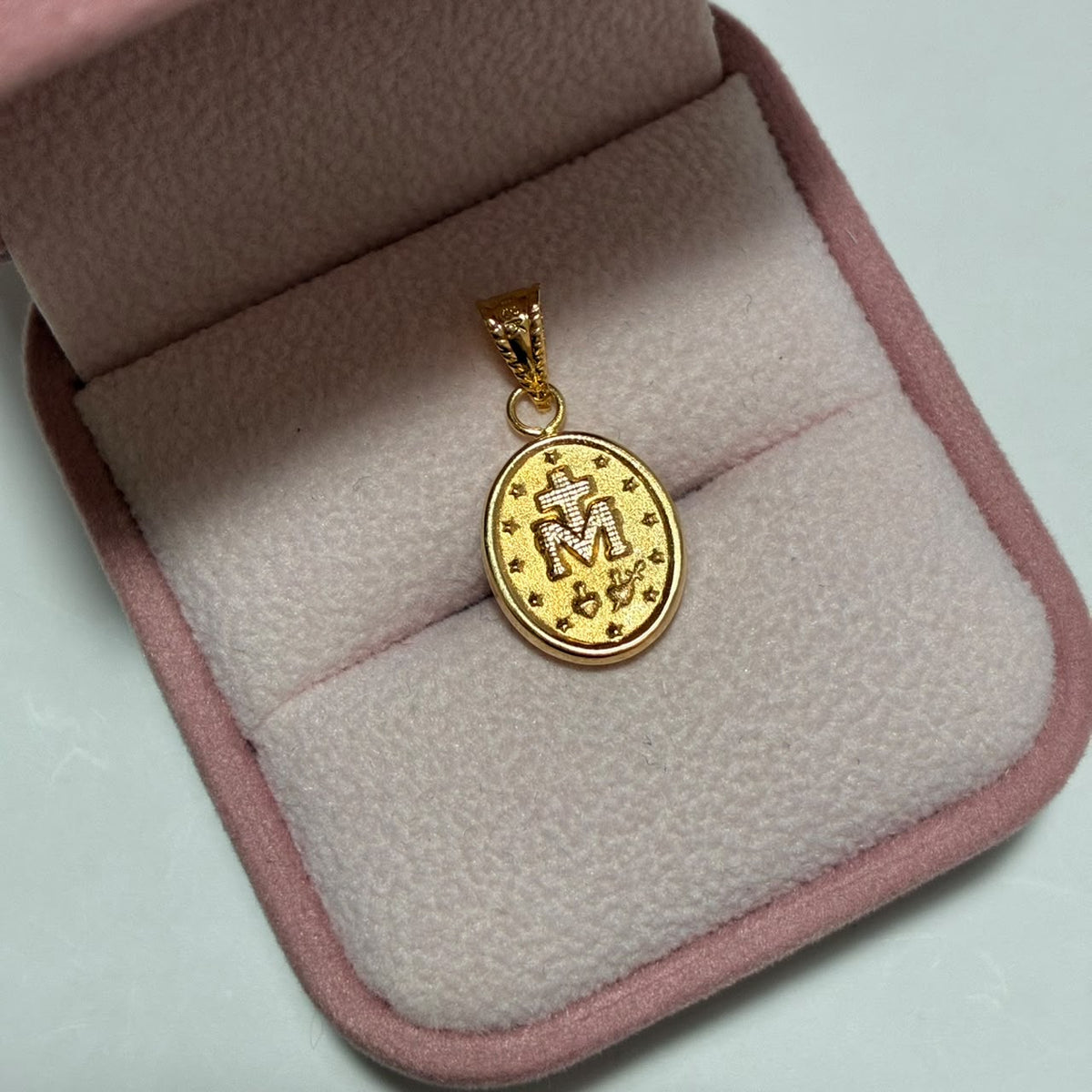 DIJE VIRGEN MILAGROSA REDONDA 2.4CM ORO AMARILLO COL 18K-0.85GR