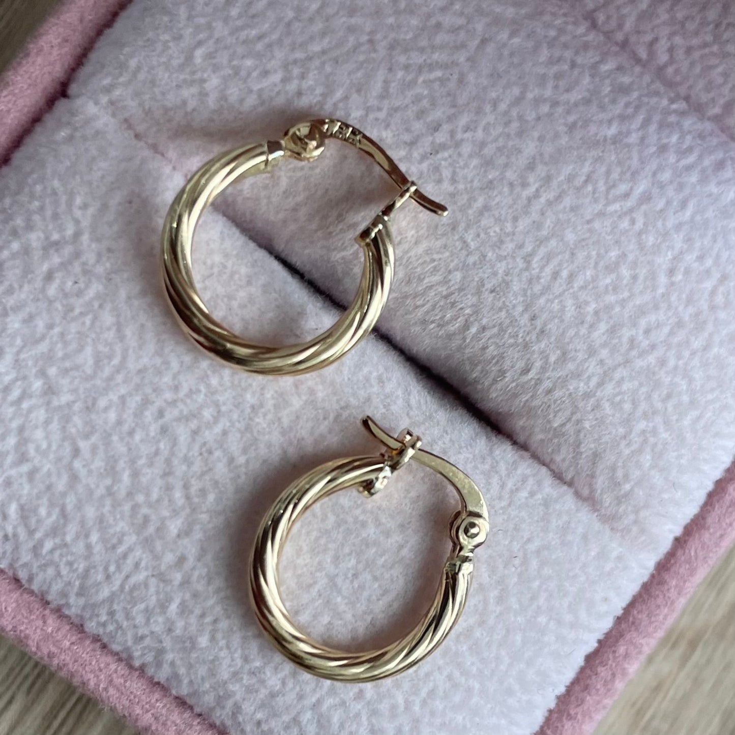 CANDONGAS TRENZADAS LISAS 1.3CM ORO AMARILLO COL 18K - 1GR (N)