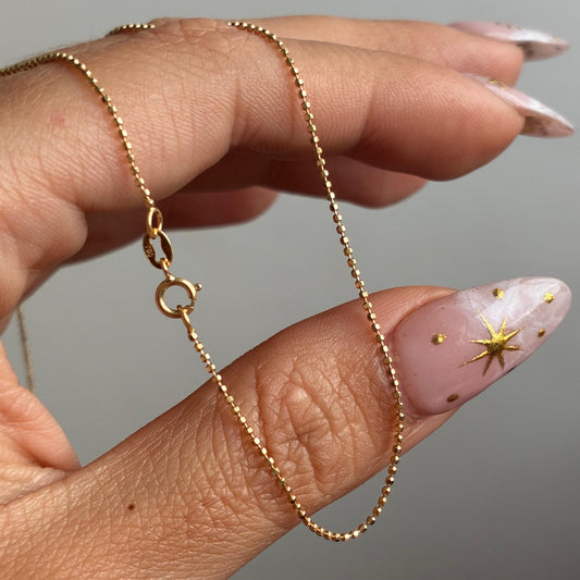 CADENA MINI MILITAR DIAMANTADA 1MM ORO AMARILLO ITALY 18K 40CM - 1,27GR