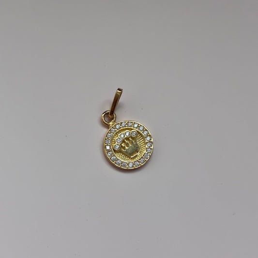 DIJE CORONA  RX PIEDRAS BLANCAS 1.2CM ORO AMARILLO 18K - 1,12GR