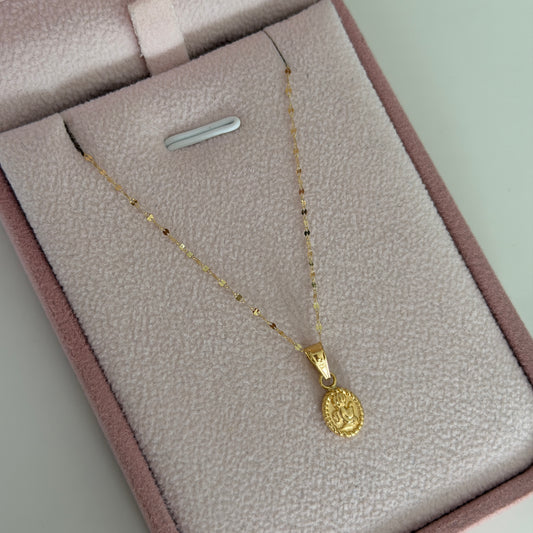 CADENA MINI CRISPETA 0.9MM 45CM + DIJE ANGEL DE LA GUARDA ORO AMARILLO 18K 0,6GR (NA)