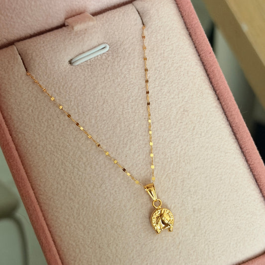 CADENA MINI CRISPETA 50CM + DIJE HERRADURA DE CABALLO 1.3CM ORO AMARILLO 18K