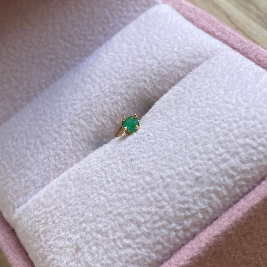 TOPO + ESMERALDA NATURAL 2.1MM ORO AMARILLO COL 18K *PIERCING*