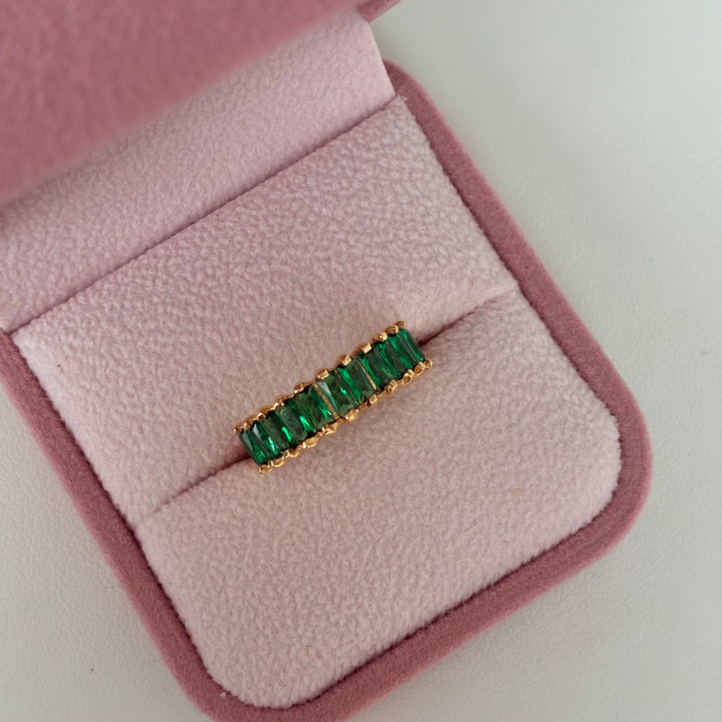 ANILLO BAGUETTE PIEDRAS VERDES TALLA 7 ORO AMARILLO 18K - 2,34GR *PP*