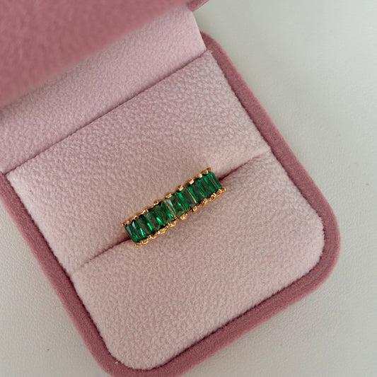 ANILLO BAGUETTE PIEDRAS VERDES TALLA 7 ORO AMARILLO 18K - 2,34GR *PP*