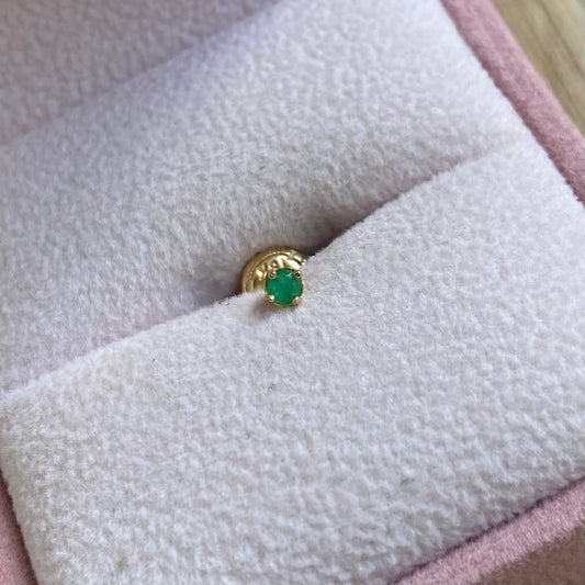 TOPO + ESMERALDA NATURAL 2.5MM ORO AMRILLO COL 18K *PIERCING*