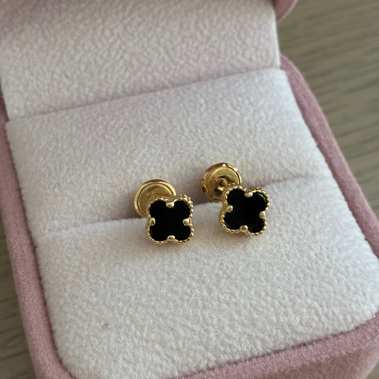 TOPOS TREBOL PIEDRA NEGRA 7MM ORO AMARILLO COL 18K - 1,5GR (NA)