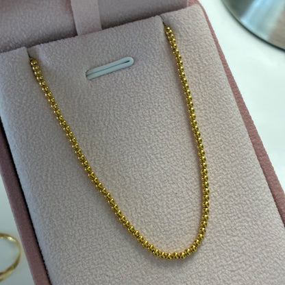 CADENA MINI MILITAR BOLAS LISAS 2.5MM ORO AMARILLO ITALY 18K 42CM A 45CM - 2,51GR (IA)