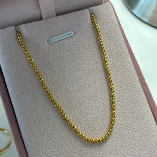 CADENA MINI MILITAR BOLAS LISAS 2.5MM ORO AMARILLO ITALY 18K 42CM A 45CM - 2,51GR (IA)