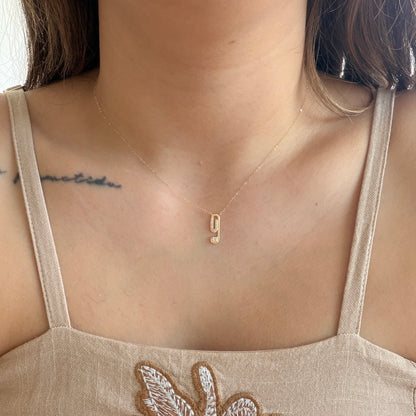 CADENA MINI ROLON + DIJE PIEDRAS BLANCAS ORO AMARILLO ITALY ESP 18K  40CM - 0,63GR (IA)