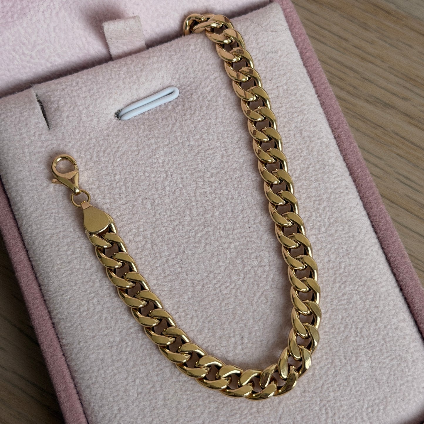 PULSERA CUBANA REDONDA HUECA 5.7MM ORO AMARILLO ITALY 18K 20.5CM - 3,68GR