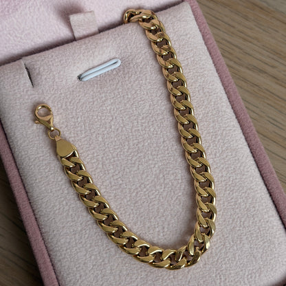 PULSERA CUBANA REDONDA HUECA 5.7MM ORO AMARILLO ITALY 18K 20.5CM - 3,68GR