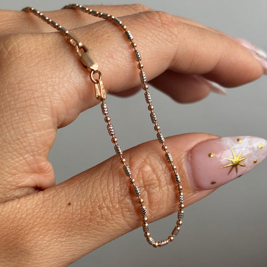 CADENA CANUTILLO MILITAR DIAMANTADA 1MM ORO ROSA Y BLANCO ITALY 18K 45CM- 4,19GR