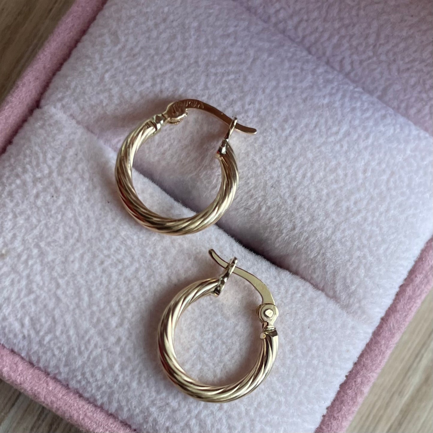 CANDONGAS TRENZADAS LISAS 1.3CM ORO AMARILLO COL 18K - 1,01GR (N)
