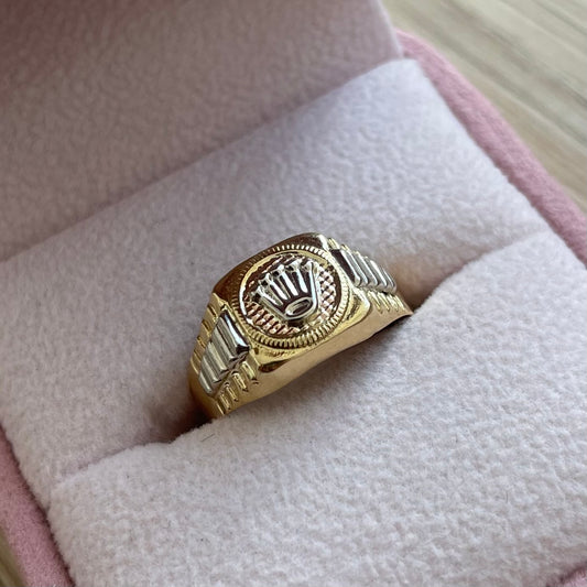 ANILLO TRES OROS CORONA ROLEX TIPO RELOJ ORO AMARILLO COL 18K TALLA 6.5 - 2,02GR (N)