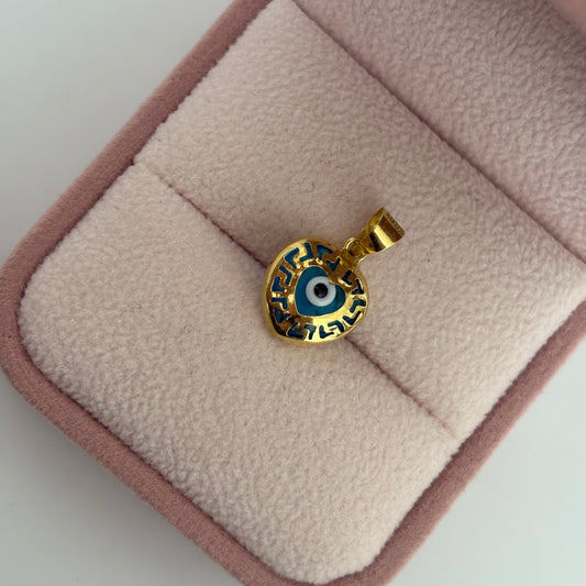DIJE OJO TURCO PROTECCION EN CORAZON 1.8CM ORO AMARILLO ITALY ESP 18K - 1,15GR (IM)