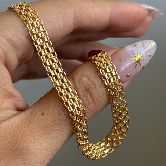 PULSERA CHINA DOBLE CARRIL 6.5MM ORO AMARILLO ITALY 18K 21CM - 5,27GR