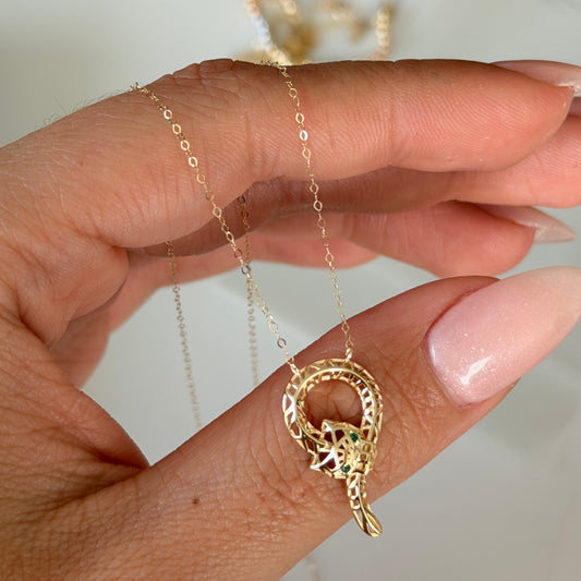 CADENA MINI ROLON + DIJE PANTERA ORO AMARILLO ITALY ESP 18K  40CM - 1,29GR (IA)