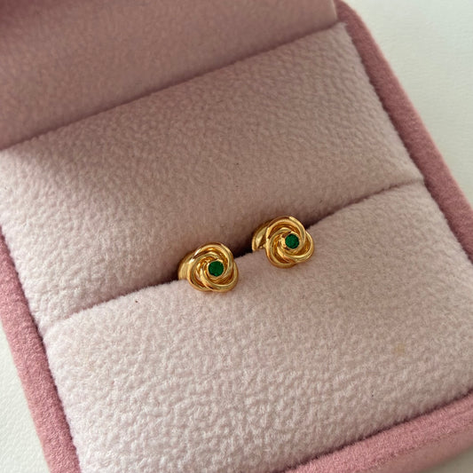 TOPOS ROSCA PIEDRA VERDE 5MM ORO AMARILLO 18K - 0,66GR