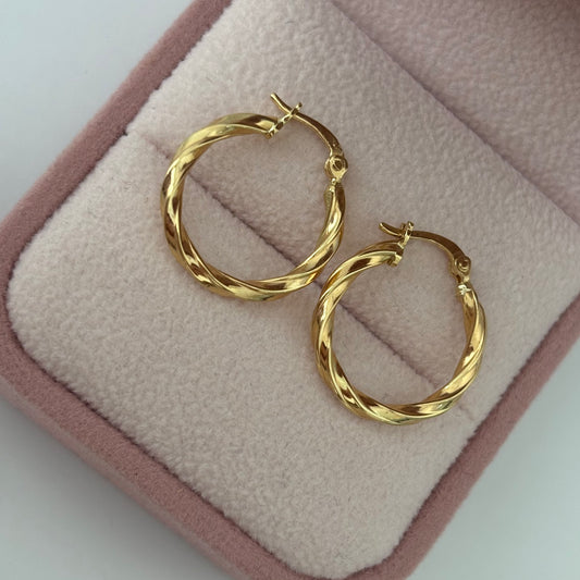 CANDONGAS ONDULADAS LISAS 1.4CM ORO AMARILLO COL 18K  - 1,34GR (NG)