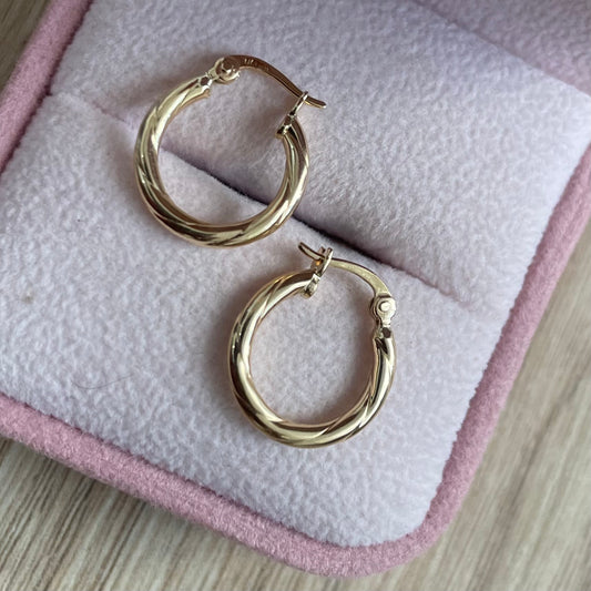 CANDONGAS TRENZADAS LISAS 1.5CM ORO AMARILLO COL 18K - 1,20GR (N)