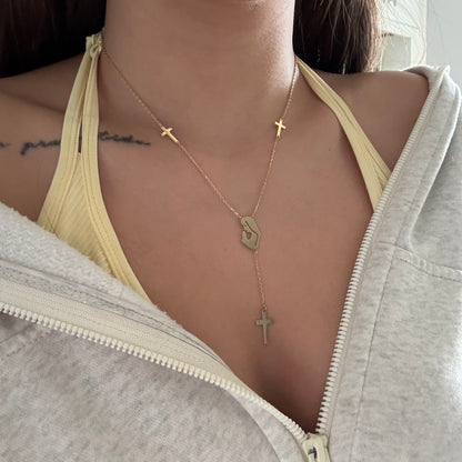 ROSARIO MINI ROLON CON VIRGEN MARIA ORO AMARILLO ITALY 18K 45CM - 3,59GR