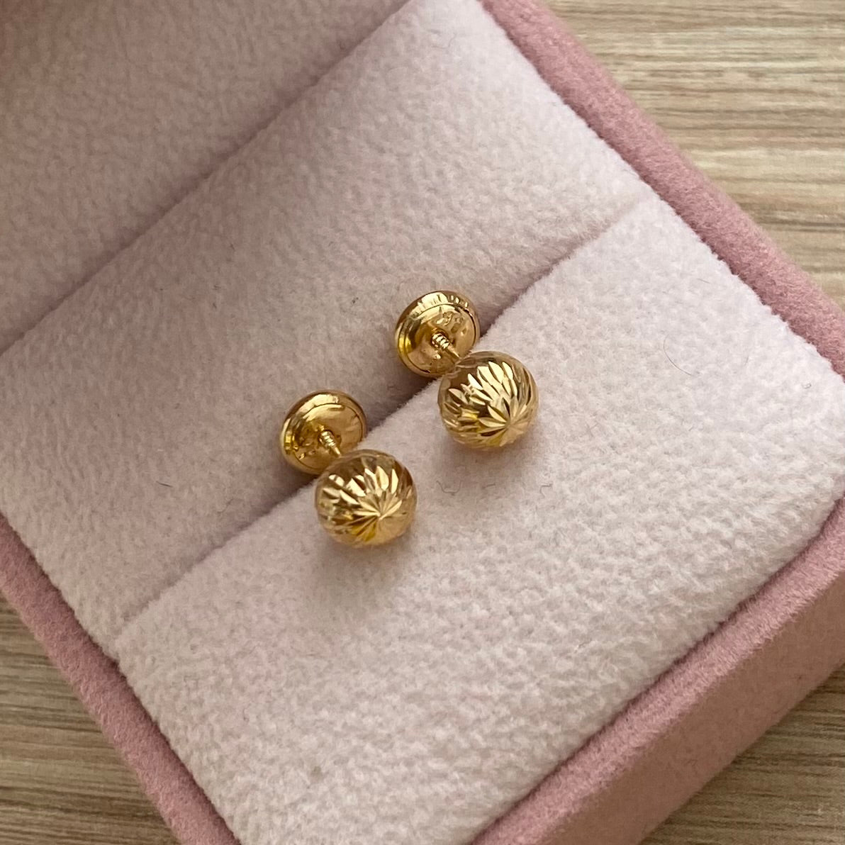 TOPOS BOLAS DIAMANTADAS 6MM ORO AMARILLO COL 18K - 0,76GR (NG)