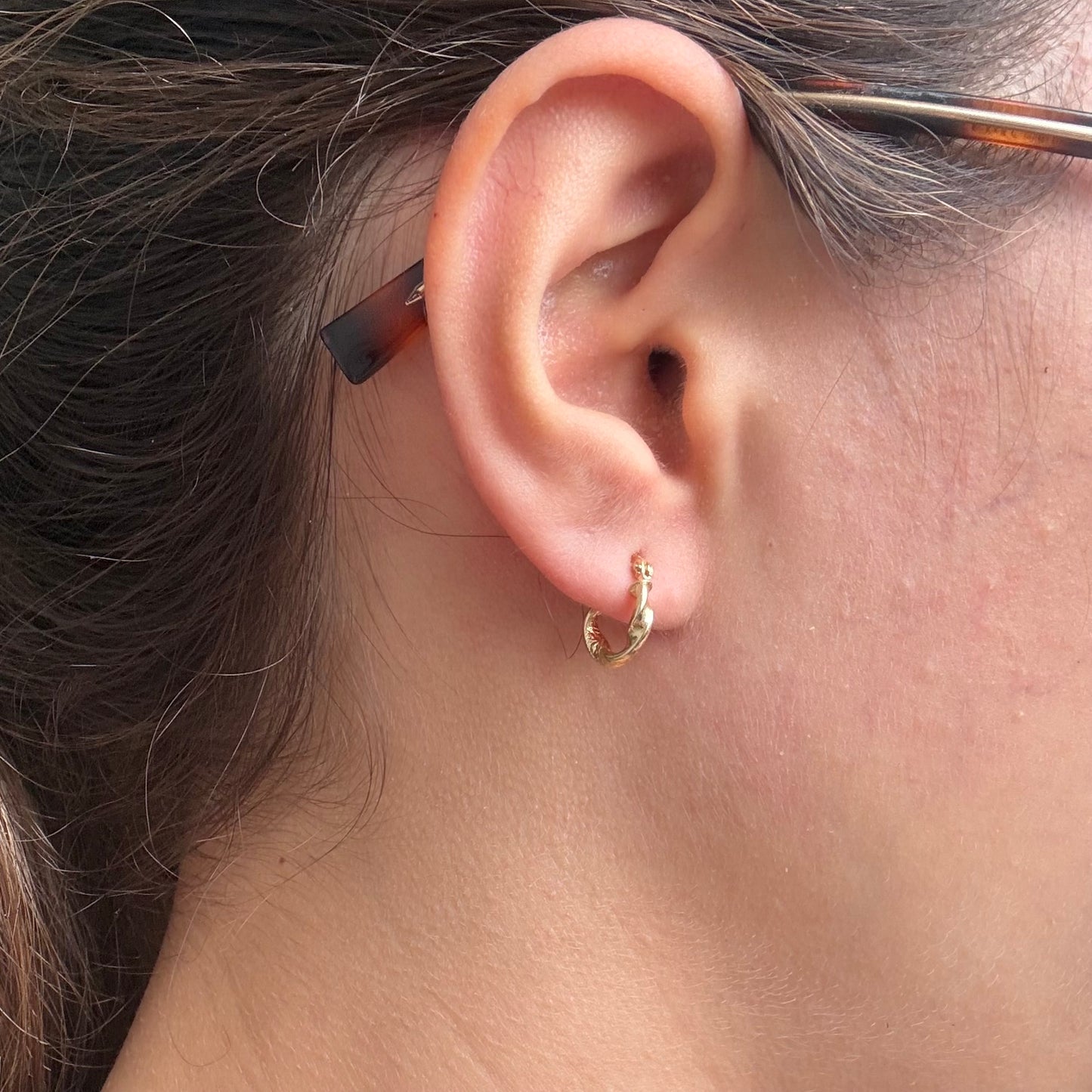 CANDONGAS TRENZADA DIAMANTADA 0,7CM ORO AMARILLO 18K - 0,98GR