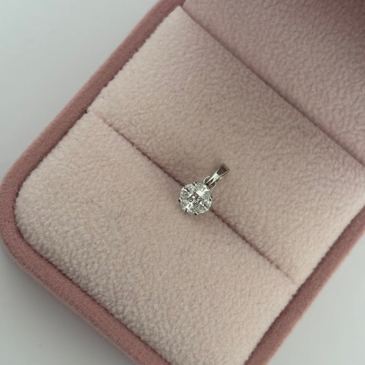 DIJE CHISPA 5 DIAMANTES BLANCOS VSS1 ORO BLANCO ITALY 18K - 0,47GR