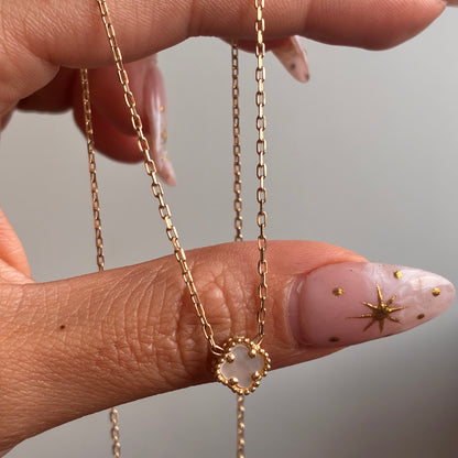 CADENA MINI CAJON + DIJE TREBOL BLANCO ORO AMARILLO ITALY 18K 45CM - 3,22GR