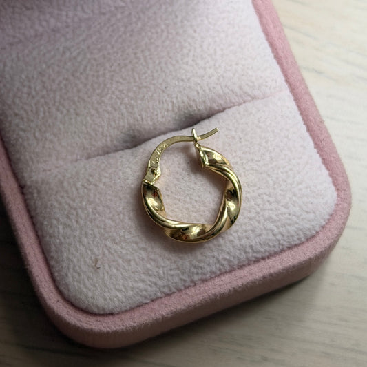 CANDONGA TRENZADA LISA 1.1CM ORO AMARILLO COL 18K - 0,7GR *PIERCING*