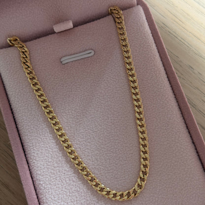 CADENA CUBANA REDONDA HUECA 3.5MM ORO AMARILLO ITALY 18K 45CM - 2,8GR
