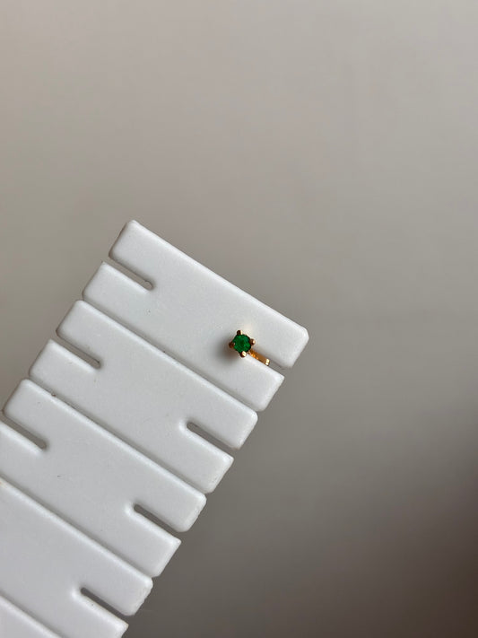 TOPO ESMERALDA NATURAL 2MM ORO AMARILLO 18K - 0,26GR *PIERCING*