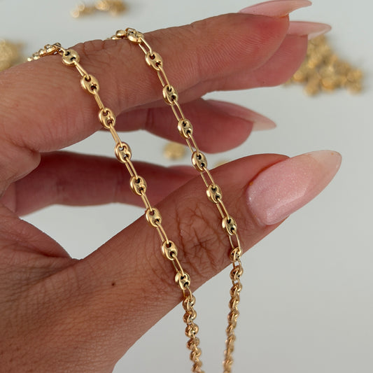 CADENA GRANO DE CAFÉ LISO 3.2MM ORO AMARILLO COL 18K 40CM - 4,32GR (NA)