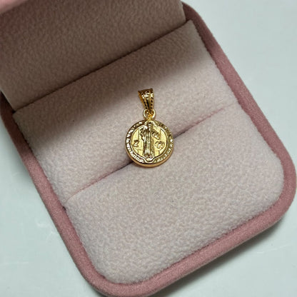DIJE MEDALLA SAN BENITO 1.5CM ORO AMARILLO COL 18K-0.57GR