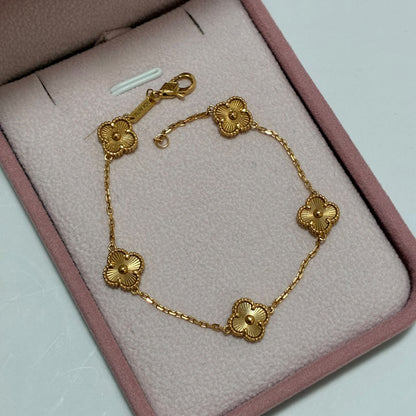PULSERA ROLON + 4 TREBOL DIAMANTADOS 9MM 18CM ORO AMARILLO ITALY ESP-6.7GR
