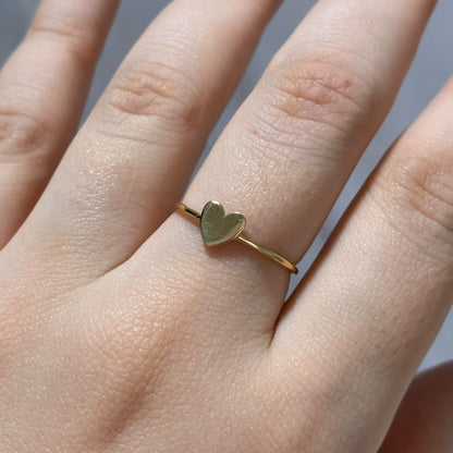 ANILLO SOLITARIO + CORAZON LISO TALLA 7.5 ORO AMARILLO COL 18K-0.9GR