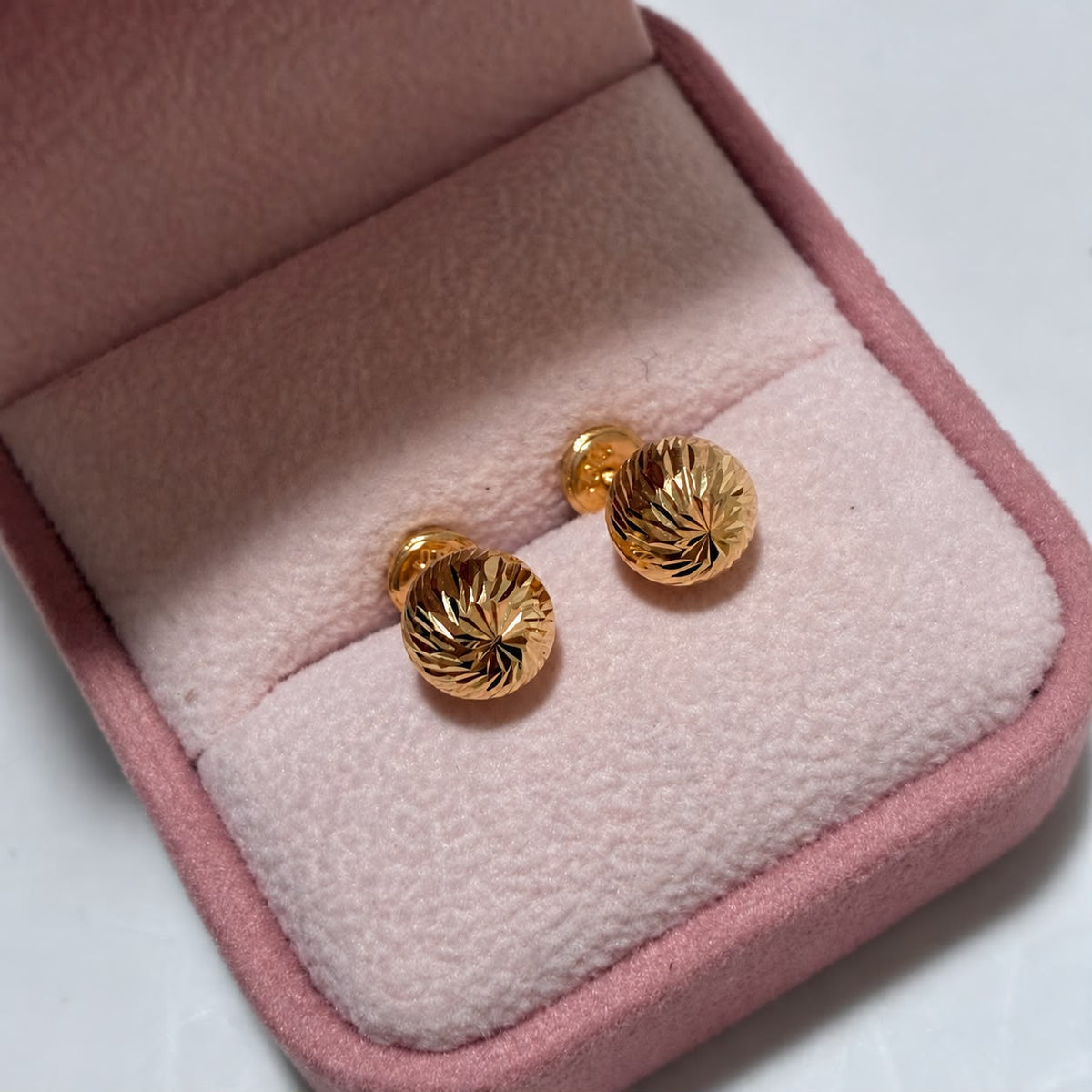 TOPOS BOLA DIAMANTADA 8MM ORO AMARILLO COL 18K-0.93GR