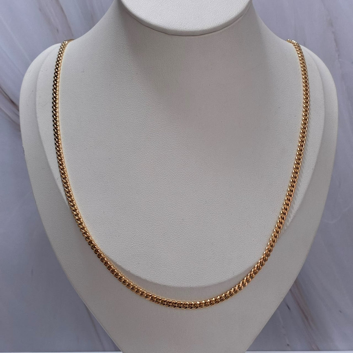 CADENA CUBANA REDONDA HUECA 60CM 3.4MM ORO AMARILLO ITALY 18K-3.84GR