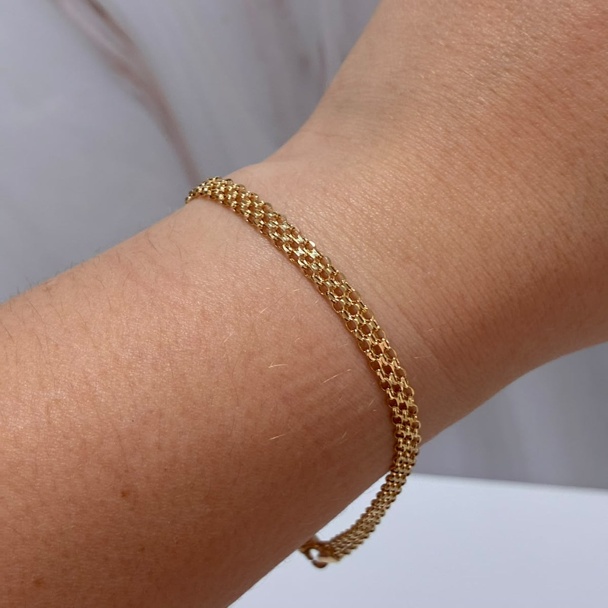 PULSERA CHINA 2 CARRILES 20.5CM 4.2MM ORO AMARILLO ITALY 18K-2.5GR