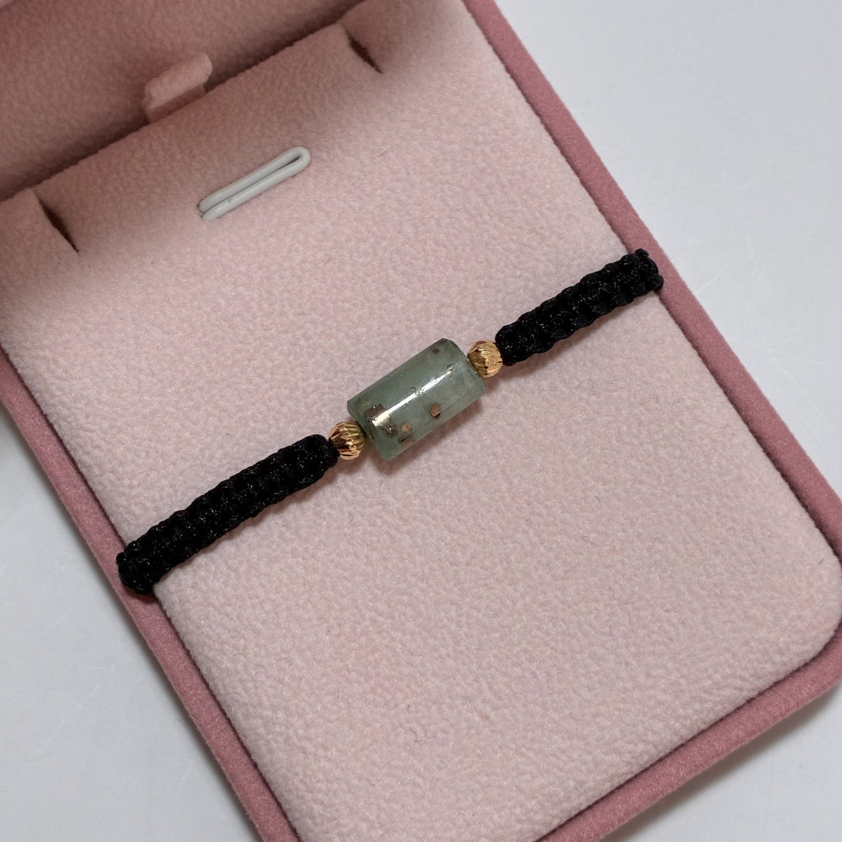 PULSERA TEJIDA + CANUTILLO DE ESMERALDA NATURAL + 2 BOLAS DIAMANTADAS 4MM 1.2CM ORO AMARILLO COL 18K-0.12GR