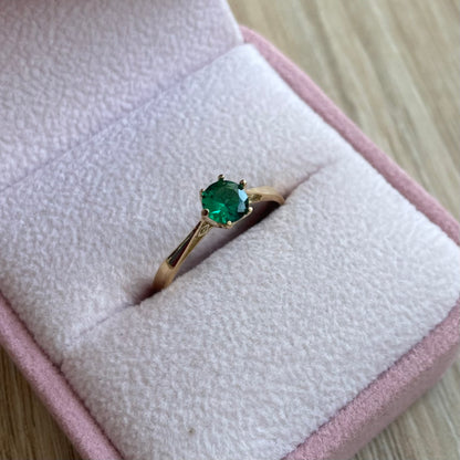 ANILLO SOLITARIO PIEDRA VERDE 6 PUNTOS ORO AMARILLO COL 18K TALLA 7 - 1.72GR (N)
