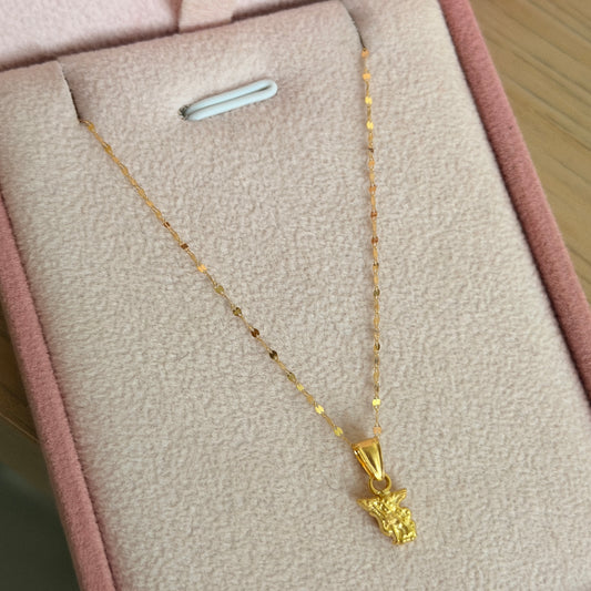 CADENA MINI CRISPETA 50CM + DIJE SAN MIGUEL EN SILUETA 1.3CM ORO AMARILLO 18K